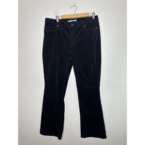 Lands End Womens Mid Rise Bootcut Corduroy Black Pant Size 14